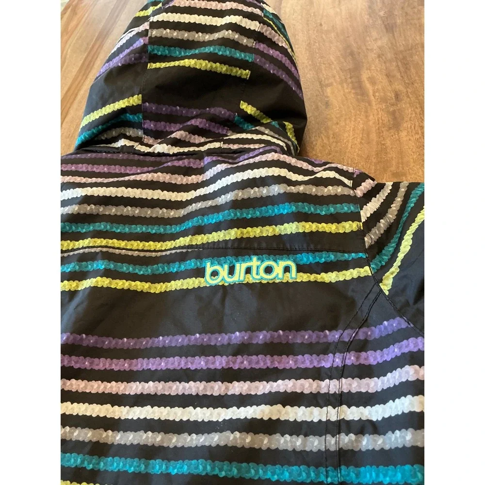 Burton Girls Mistique Snowboard Jacket Striped DryRide Insulated Size M 10/12